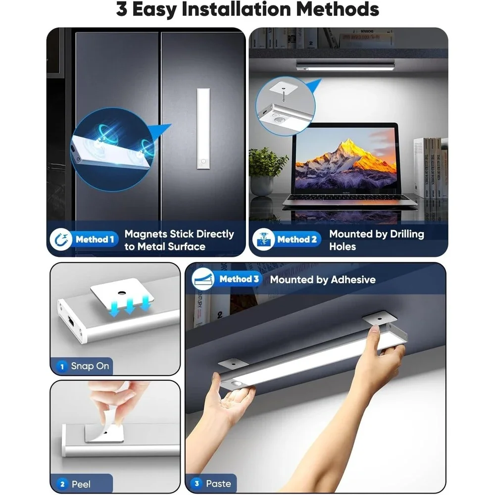 Under Cabinet Lighting, 5 Pack 10 Inch Rechargeable Motion Sensor Night Lights